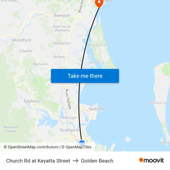 Church Rd at Keyatta Street to Golden Beach map