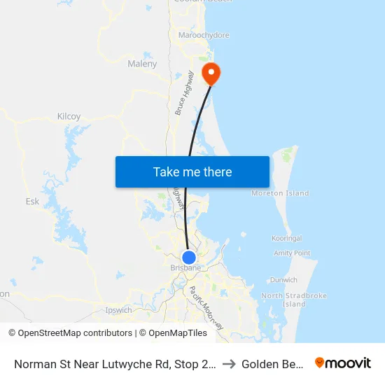 Norman St Near Lutwyche Rd, Stop 24/25 to Golden Beach map