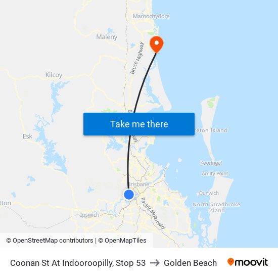 Coonan St At Indooroopilly, Stop 53 to Golden Beach map