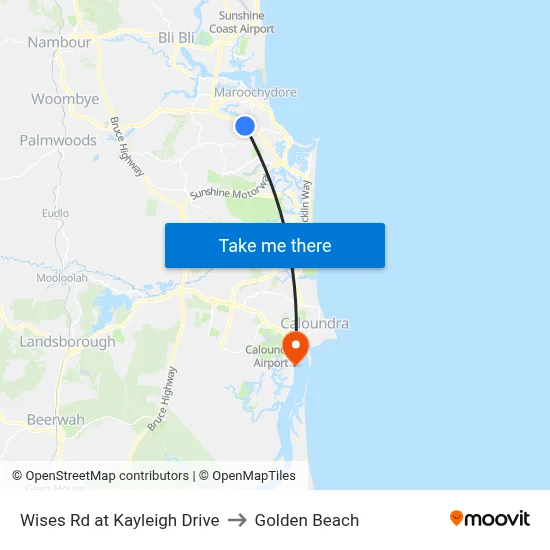Wises Rd at Kayleigh Drive to Golden Beach map