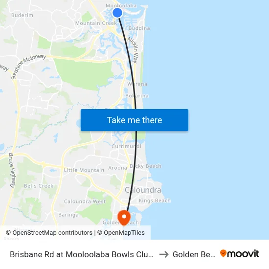 Brisbane Rd at Mooloolaba Bowls Club Closed to Golden Beach map