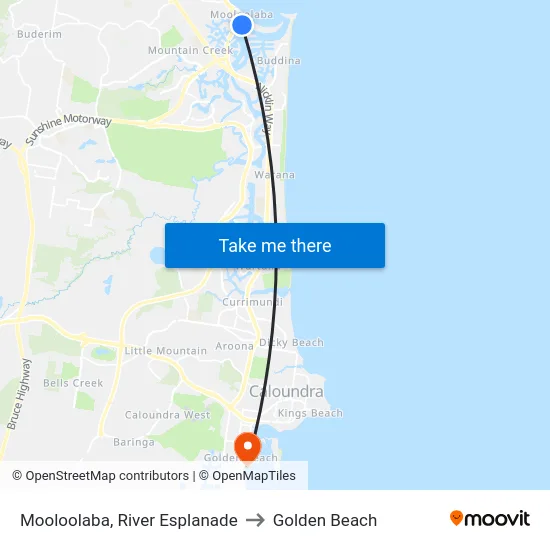 Mooloolaba, River Esplanade to Golden Beach map