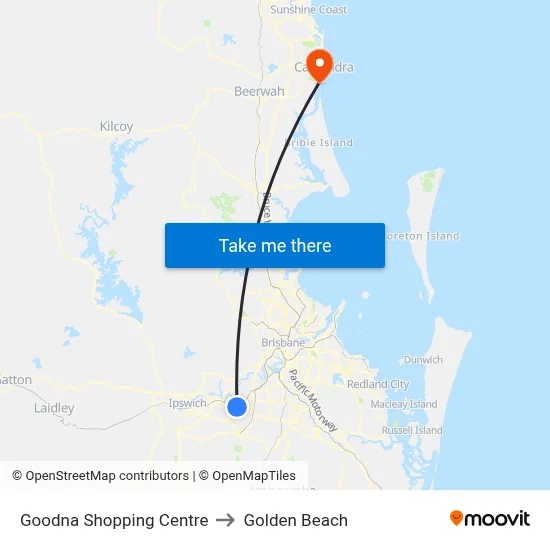 Goodna Shopping Centre to Golden Beach map