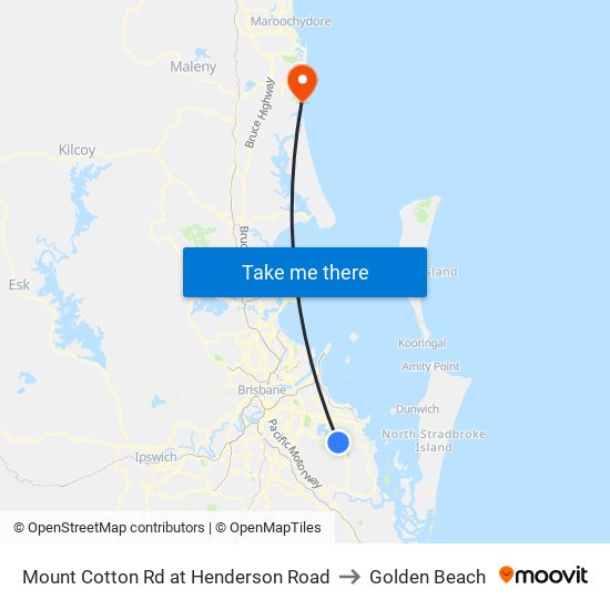 Mount Cotton Rd at Henderson Road to Golden Beach map