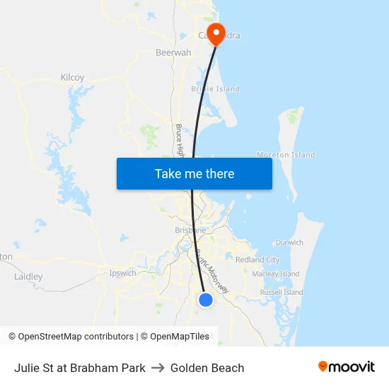 Julie St at Brabham Park to Golden Beach map