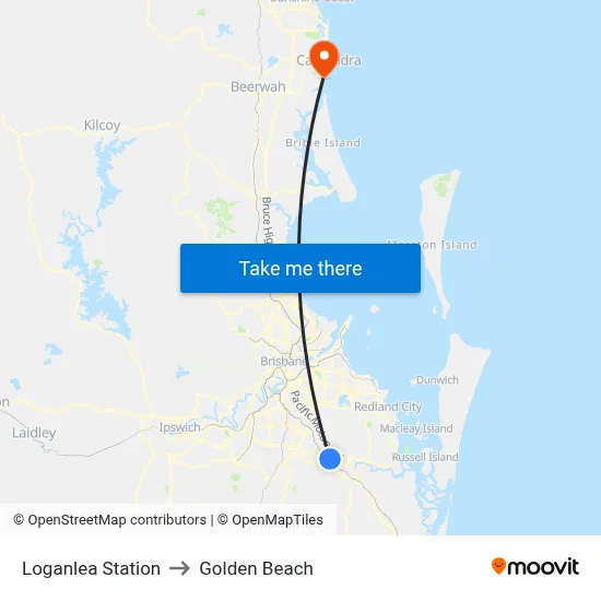 Loganlea Station to Golden Beach map