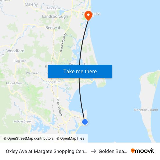 Oxley Ave at Margate Shopping Centre to Golden Beach map