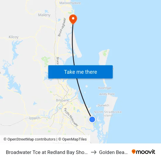 Broadwater Tce at Redland Bay Shops to Golden Beach map
