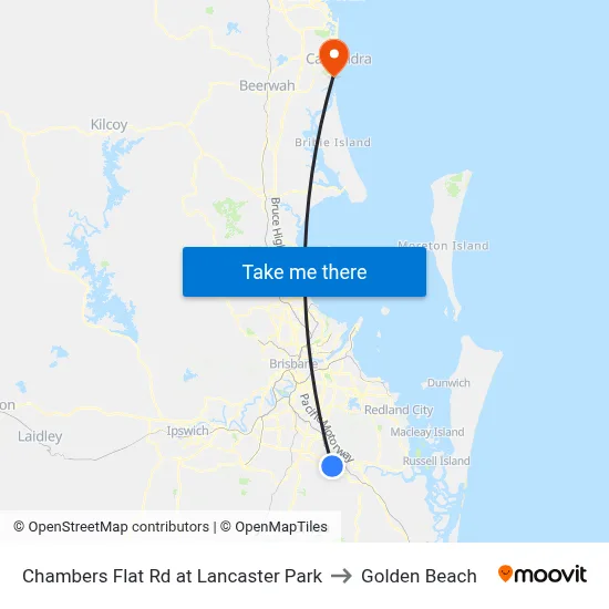 Chambers Flat Rd at Lancaster Park to Golden Beach map