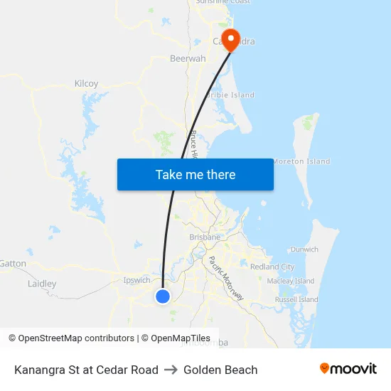 Kanangra St at Cedar Road to Golden Beach map