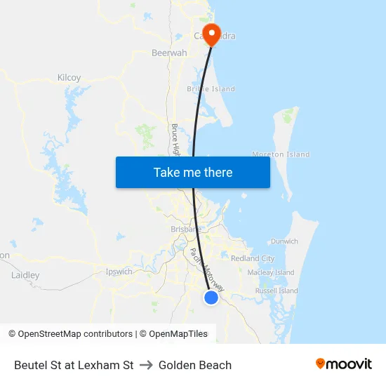 Beutel St at Lexham St to Golden Beach map