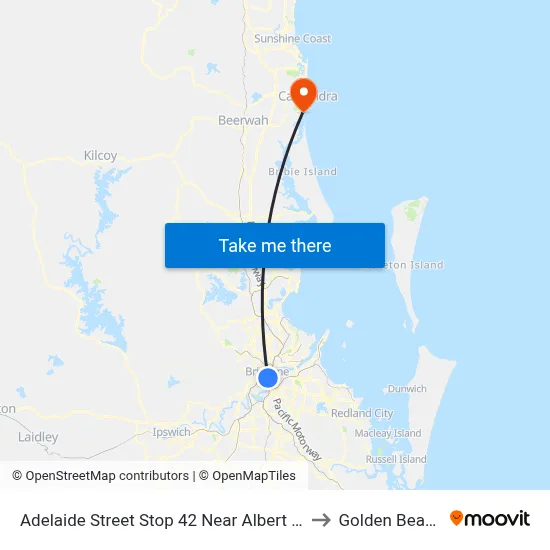 Adelaide Street Stop 42 Near Albert St to Golden Beach map