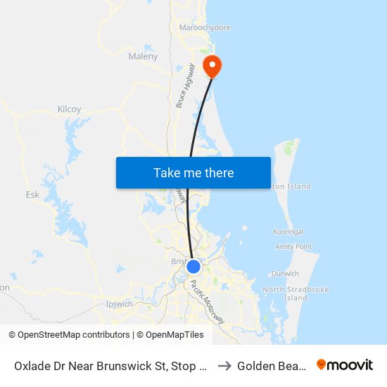 Oxlade Dr Near Brunswick St, Stop 19 to Golden Beach map