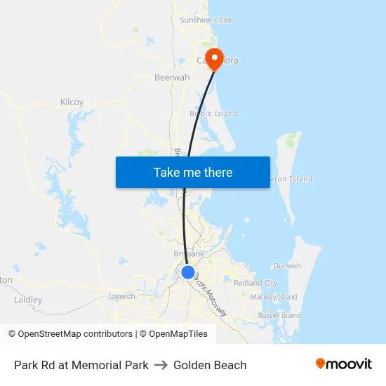 Park Rd at Memorial Park to Golden Beach map