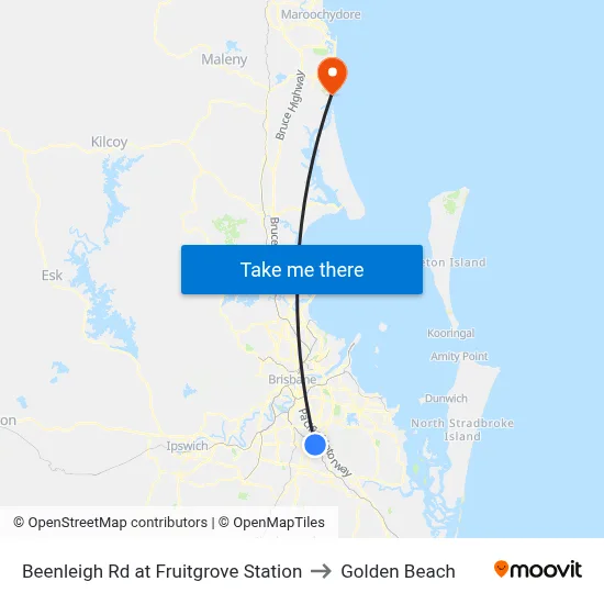 Beenleigh Rd at Fruitgrove Station to Golden Beach map