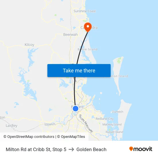 Milton Rd at Cribb St, Stop 5 to Golden Beach map