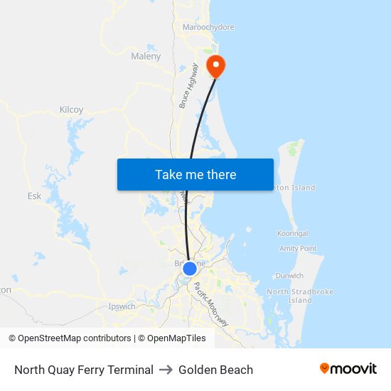 North Quay Ferry Terminal to Golden Beach map