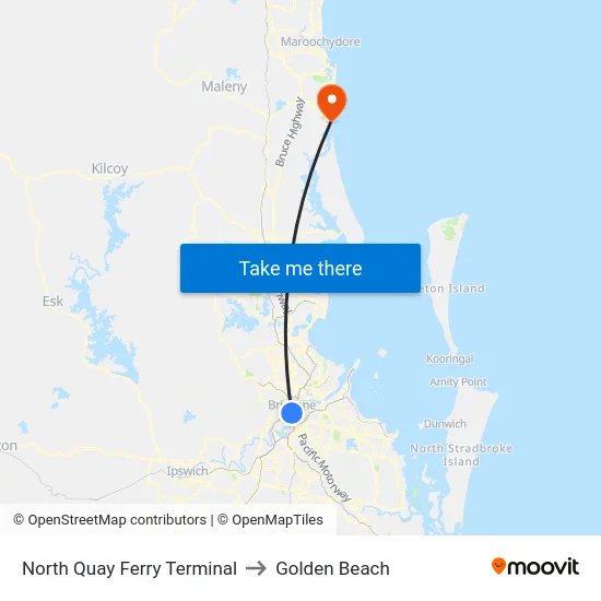 North Quay Ferry Terminal to Golden Beach map