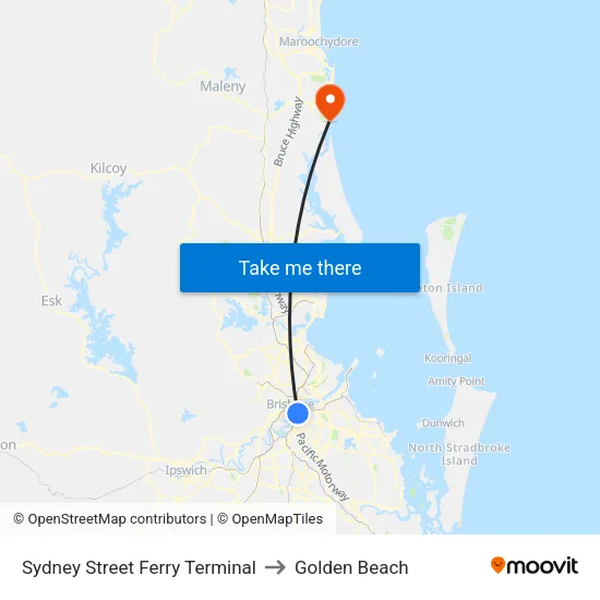 Sydney Street Ferry Terminal to Golden Beach map