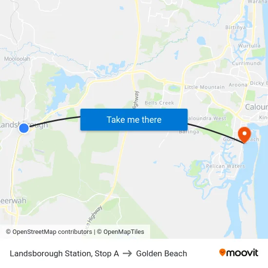 Landsborough Station, Stop A to Golden Beach map