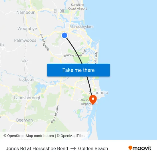 Jones Rd at Horseshoe Bend to Golden Beach map