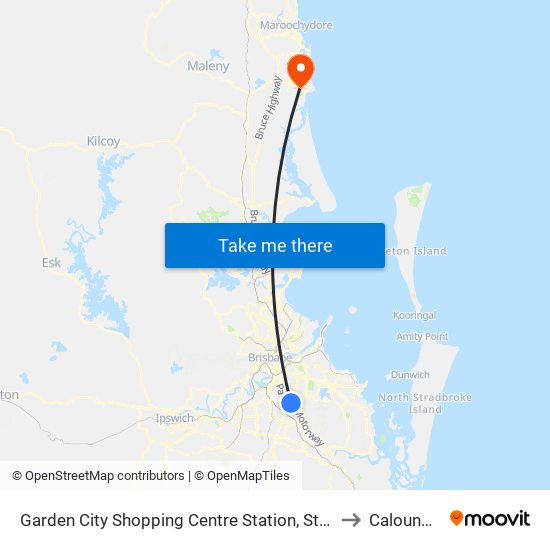 Garden City Shopping Centre Station, Stop F to Caloundra map