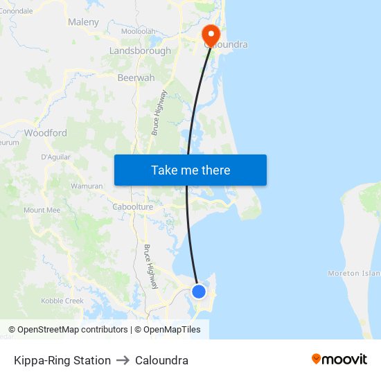 Kippa-Ring Station to Caloundra map