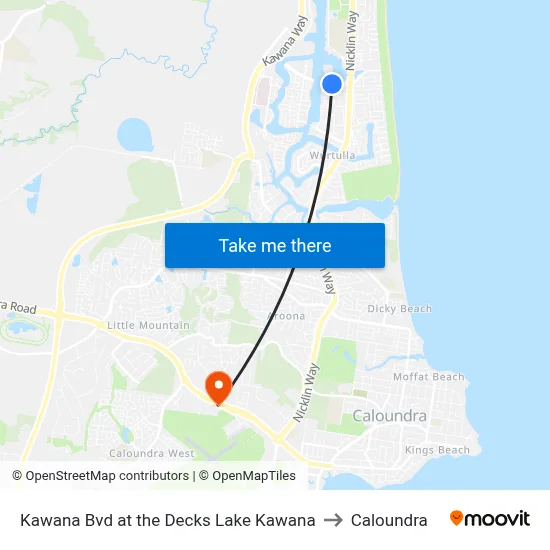 Kawana Bvd at the Decks Lake Kawana to Caloundra map