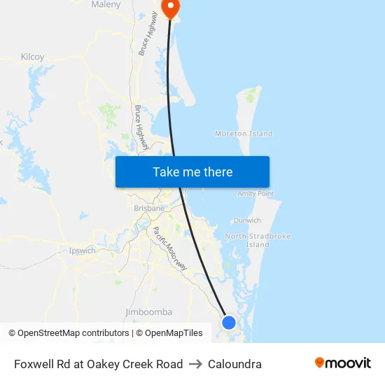 Foxwell Rd at Oakey Creek Road to Caloundra map