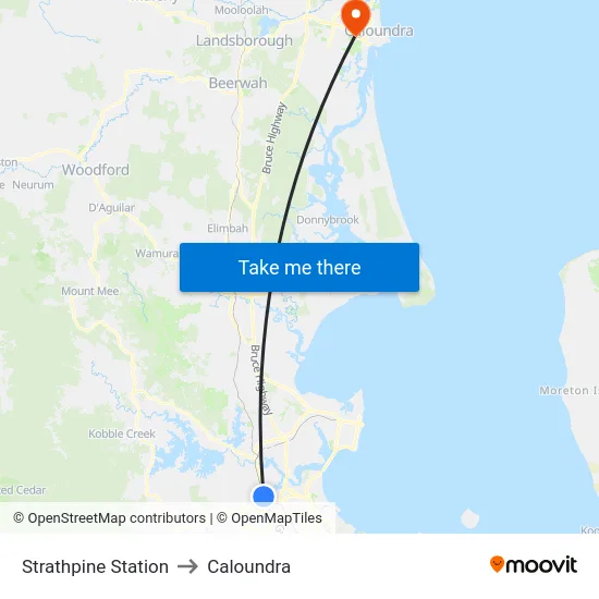 Strathpine Station to Caloundra map