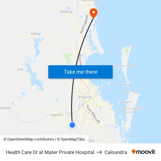Health Care Dr at Mater Private Hospital to Caloundra map