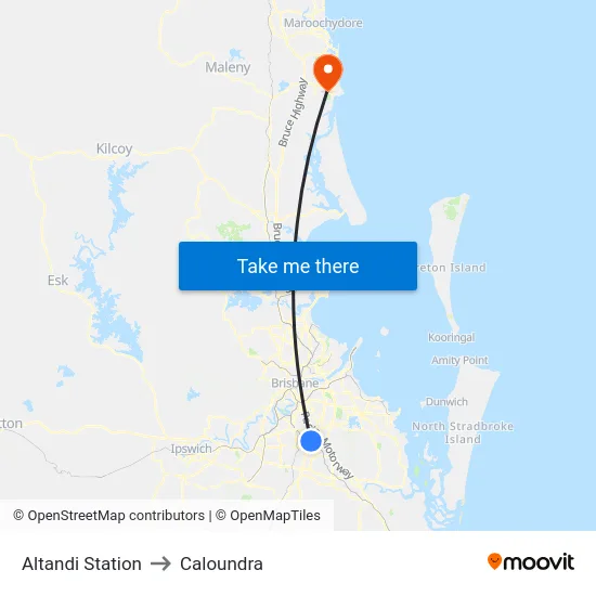 Altandi Station to Caloundra map