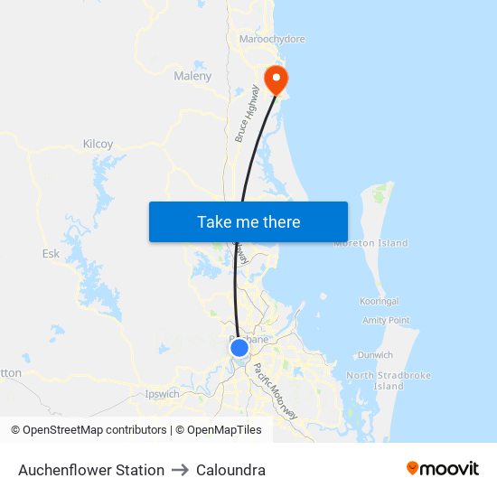 Auchenflower Station to Caloundra map