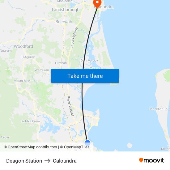 Deagon Station to Caloundra map