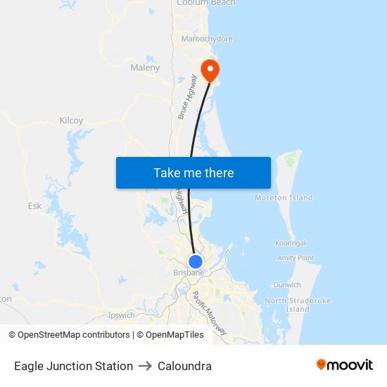 Eagle Junction Station to Caloundra map