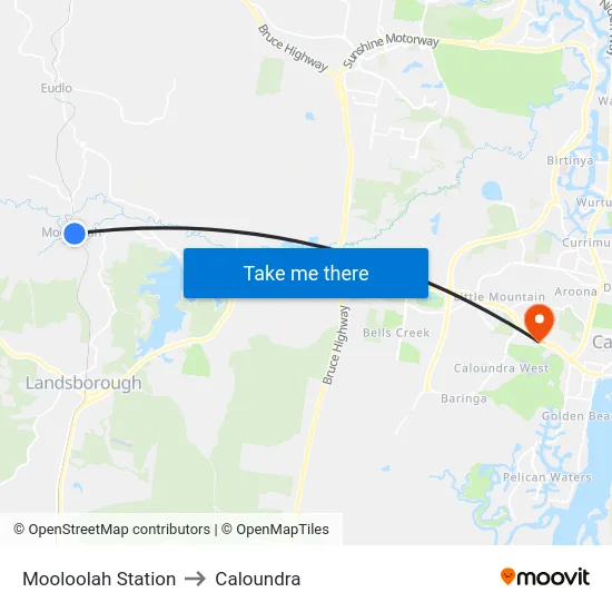 Mooloolah Station to Caloundra map