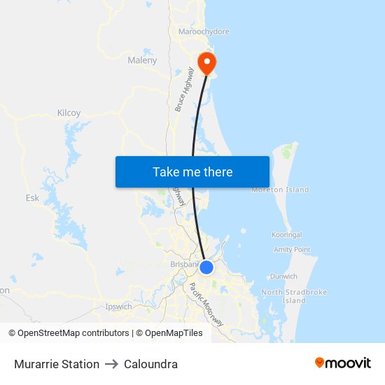 Murarrie Station to Caloundra map