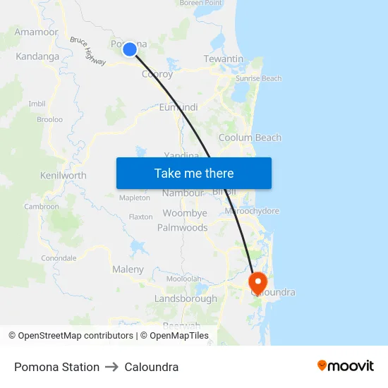 Pomona Station to Caloundra map