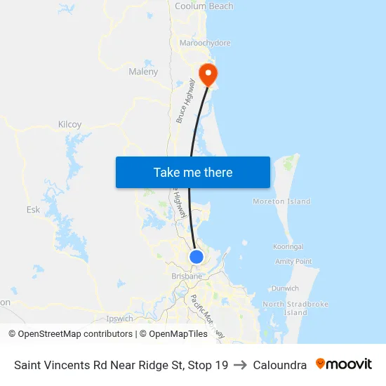 Saint Vincents Rd Near Ridge St, Stop 19 to Caloundra map