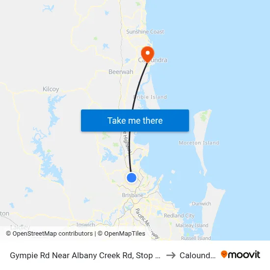 Gympie Rd Near Albany Creek Rd, Stop 42 to Caloundra map