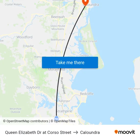 Queen Elizabeth Dr at Corso Street to Caloundra map