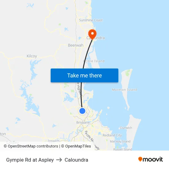Gympie Rd at Aspley to Caloundra map