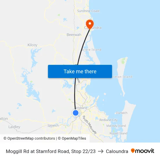 Moggill Rd at Stamford Road, Stop 22/23 to Caloundra map