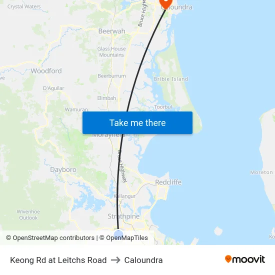 Keong Rd at Leitchs Road to Caloundra map