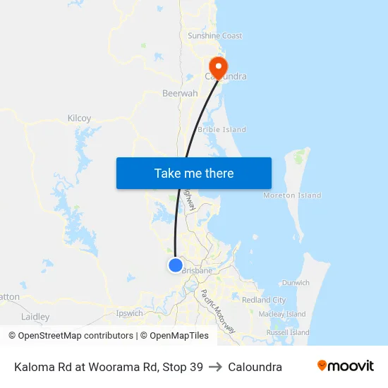 Kaloma Rd at Woorama Rd, Stop 39 to Caloundra map