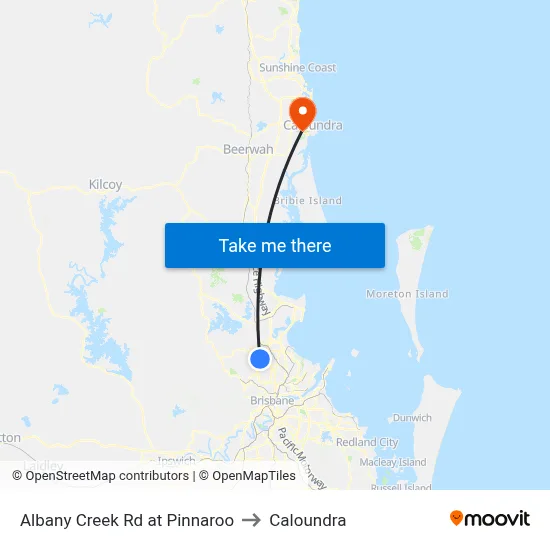 Albany Creek Rd at Pinnaroo to Caloundra map