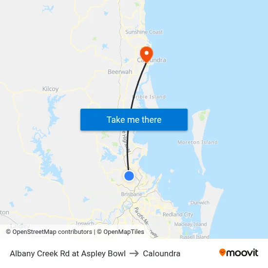 Albany Creek Rd at Aspley Bowl to Caloundra map