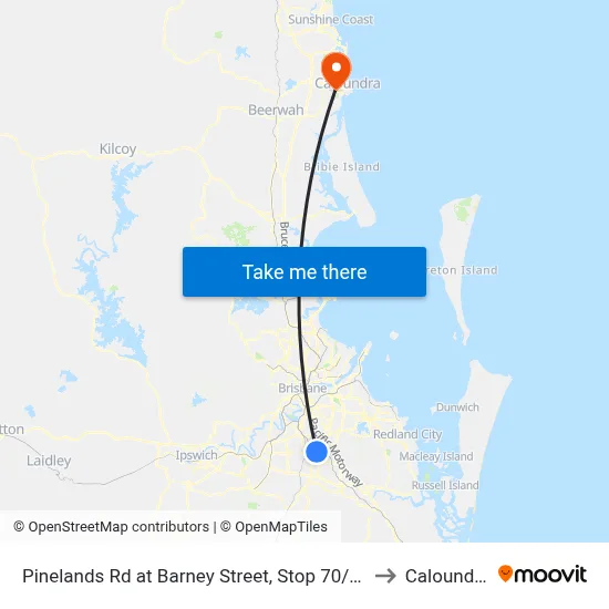 Pinelands Rd at Barney Street, Stop 70/71 to Caloundra map