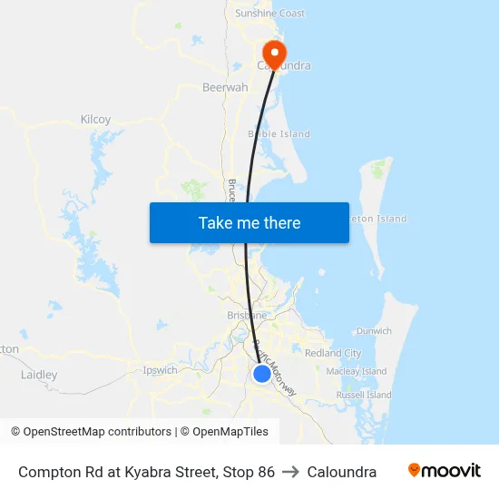 Compton Rd at Kyabra Street, Stop 86 to Caloundra map