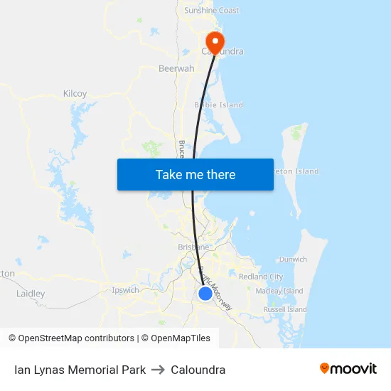 Ian Lynas Memorial Park to Caloundra map